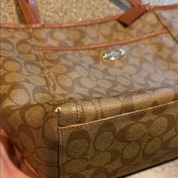 Coach Tan and Brown Signature Tote - Picture 2 of 5